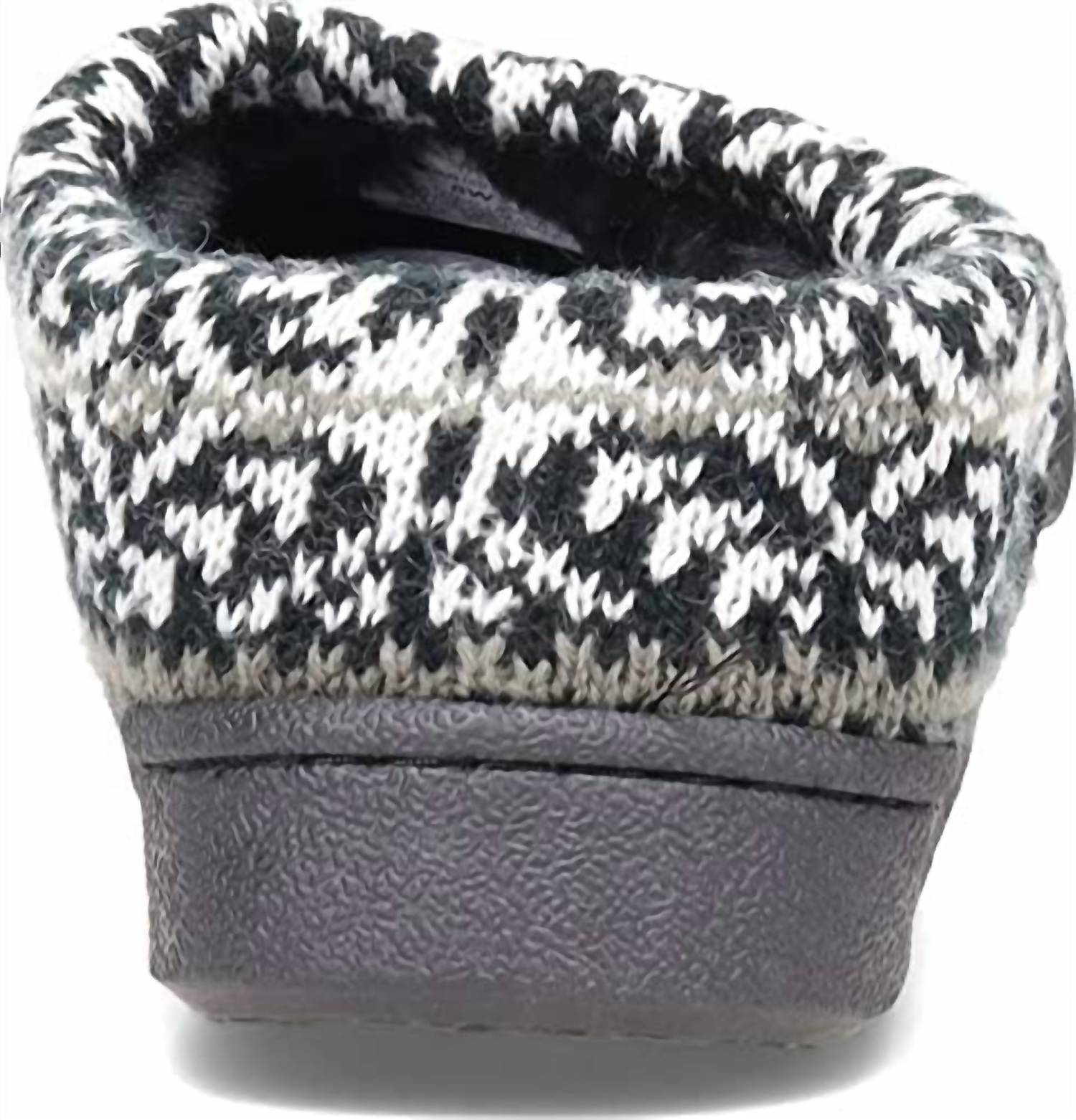 Clarks - Women's Fairisle Slip On Scuff Sweater Fur Collar Winter Slippers