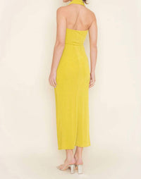 Fore Collection - Ruched Drawstring Sleeveless Halter Dress