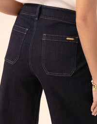 spartina 449 Pritchard Wide Leg Pull On Jean in midnight marina rinse wash - women's pants - view 4