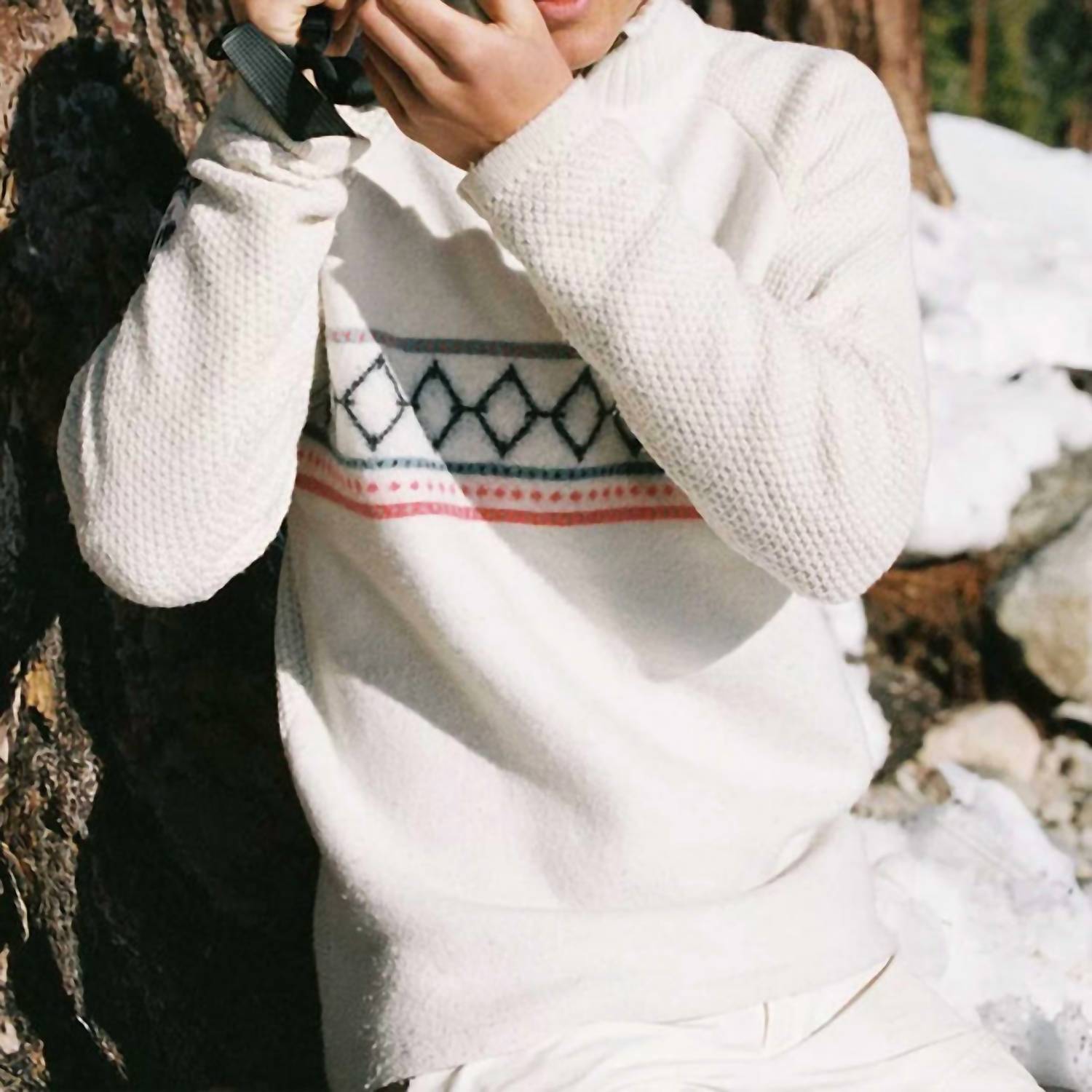AMUNDSEN Men's Boiled Ski Sweater in faded navy norge oatmeal - men's sweater - view 4