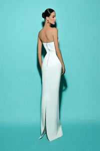 Tarik Ediz Gia Elbise Crepe Dress in ivory - women's dress - alternate view