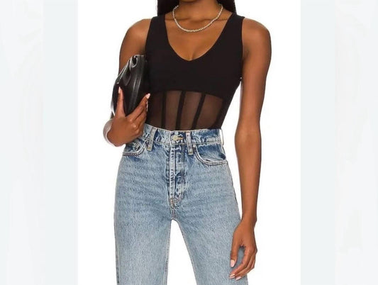 Bcbgmaxazria - Mesh Inset Deep V-neck Bodysuit