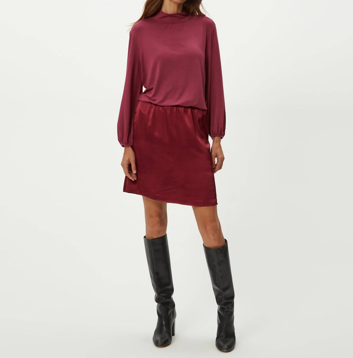 Michael Stars - Myla Mixed Fabric Satin Mini Dress