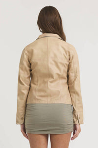 jakett Amelia Patina Leather Jacket in sand 1 - women's jacket - view 4