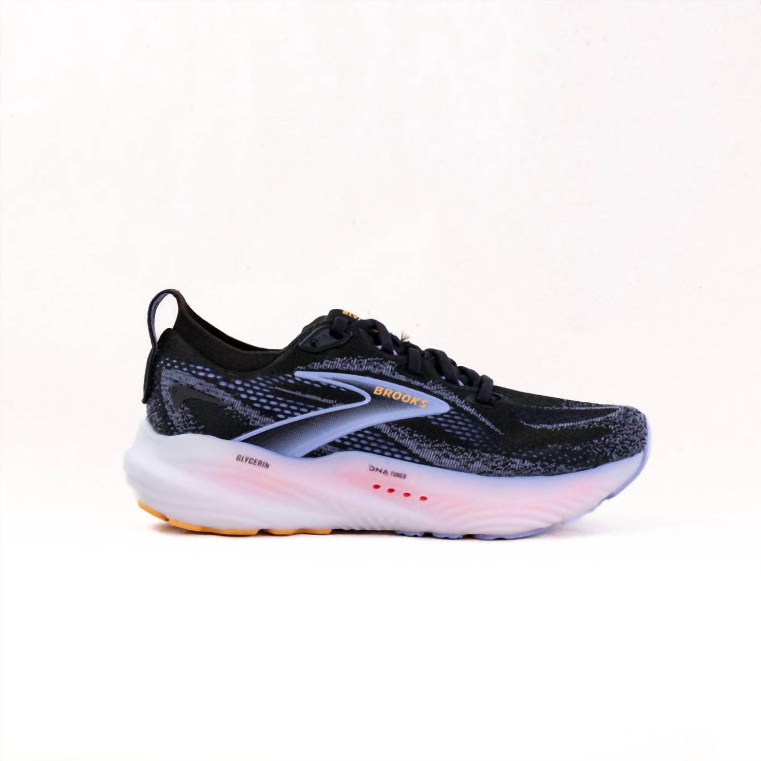 BROOKS Women's Glycerin 22 Shoes in black blue heron orange - women's shoe