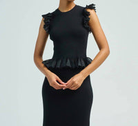 Ulla Johnson Leila Sleeveless Pullover Top in noir - women's t-shirt - detail view