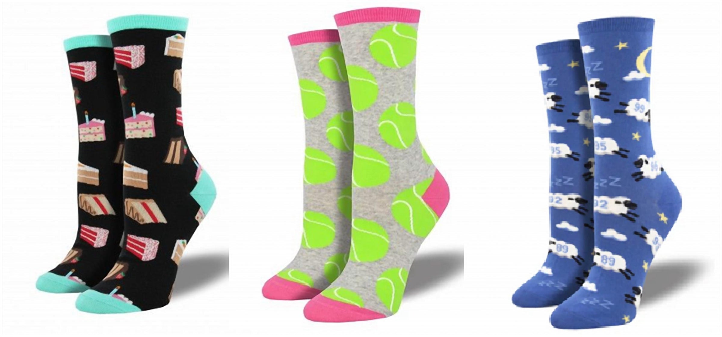 SOCKSMITH Women's Piece Of Cake & Set Point & Counting Sheep Socks - Set Of 3 Pair in multi - women's accessory
