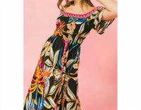 Flying Tomato - Tropical Off Shoulder Hi-lo Midi Dress