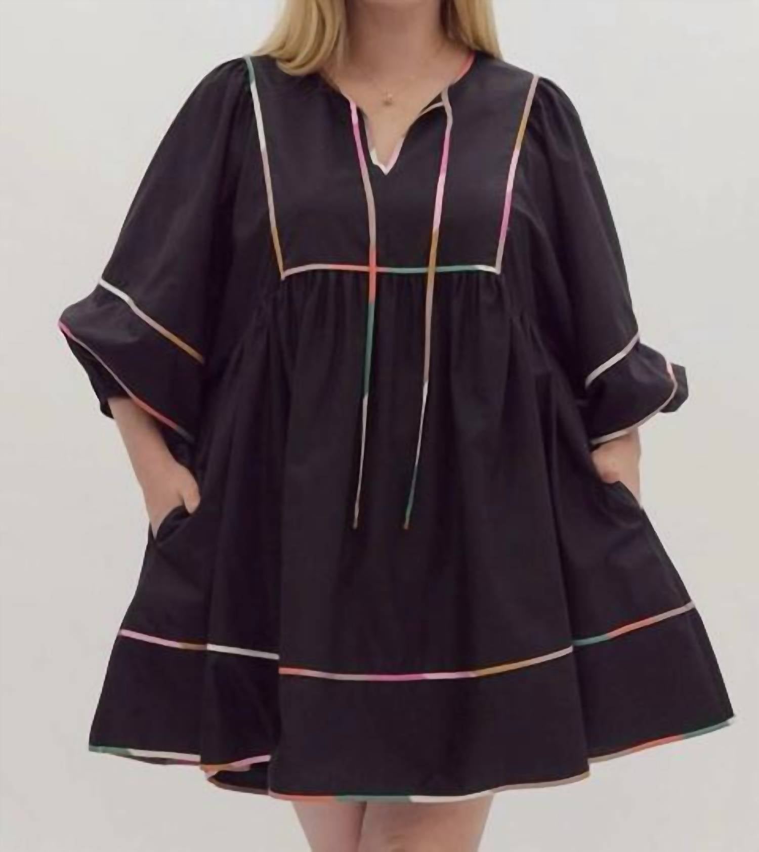 Entro - Multi-color Trim Mini Dress