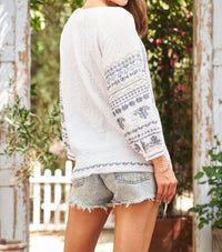 PAPARAZZI Embroidered Gauze Peasant Top in white 1 - women's blouse - view 7