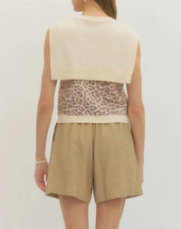 Entro - Leopard Knit Sleeveless Top