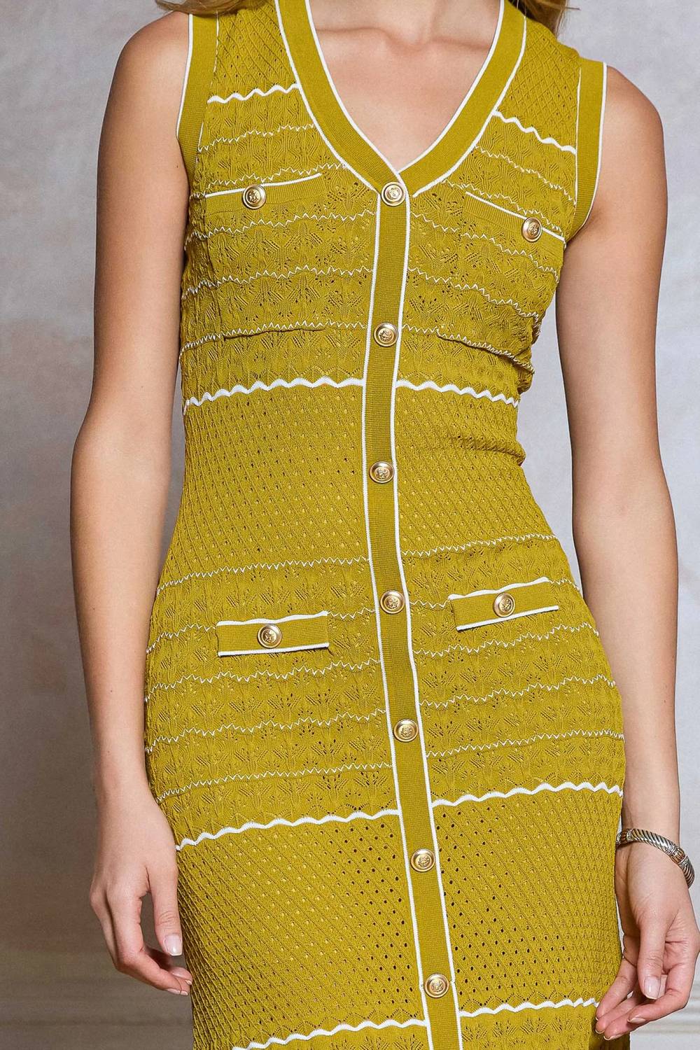 Current Air - Knit V Neck Midi Dress