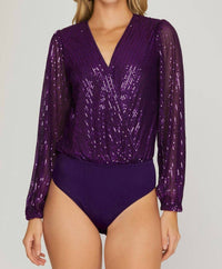 She + Sky - Metallic Sequin Body Suit