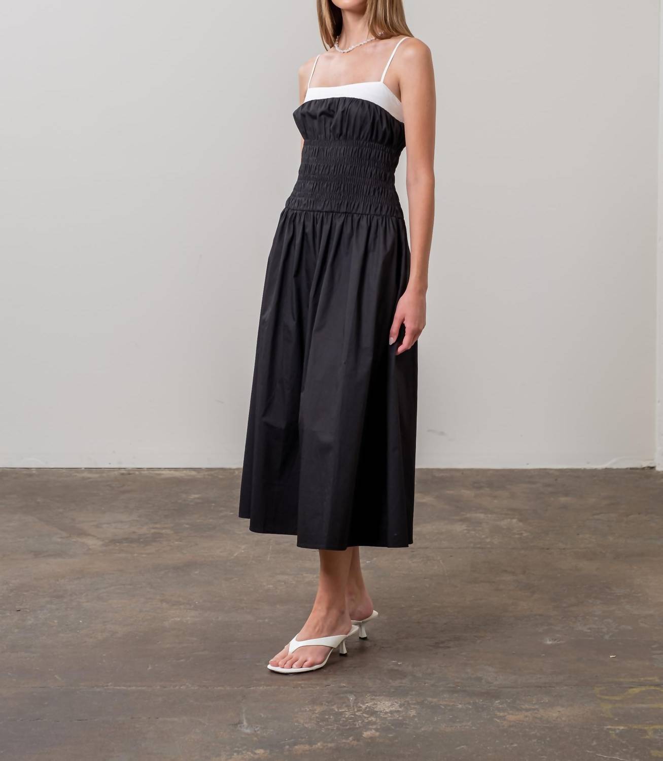 Moon River - Spaghetti Strap Smocked Midi Dress