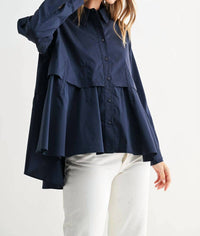 Joh Juellette Pleated Long Sleeve Top in blue - women's blouse - view 5