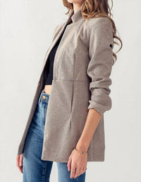 Urban Daizy - Woven Textured Open Front Blazer