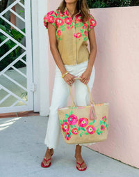 Elizabeth James The Label - Raffia Tote Bag