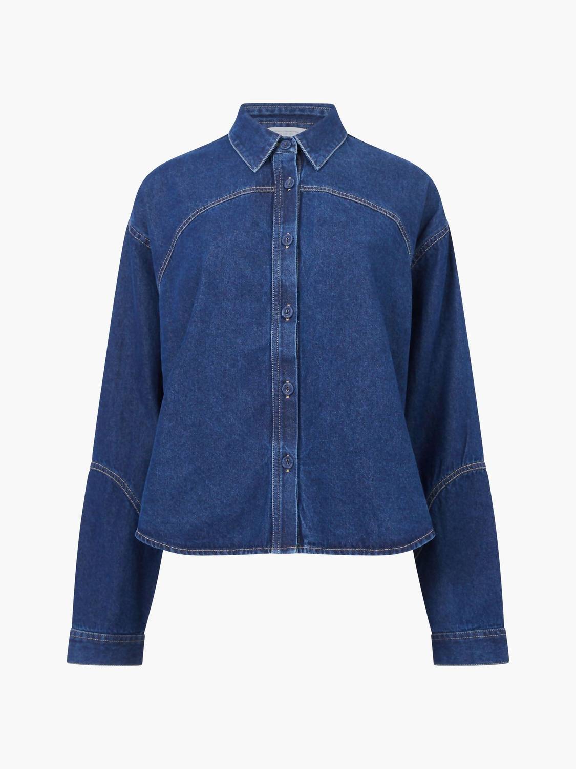 FRENCH CONNECTION Archie Cropped Shirt in denim - women's shirt - detail view