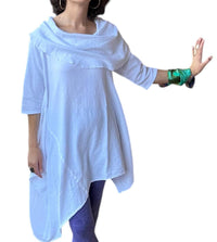 Sea Breeze - Hawaiian Gauze Cowl Neck Tunic Top
