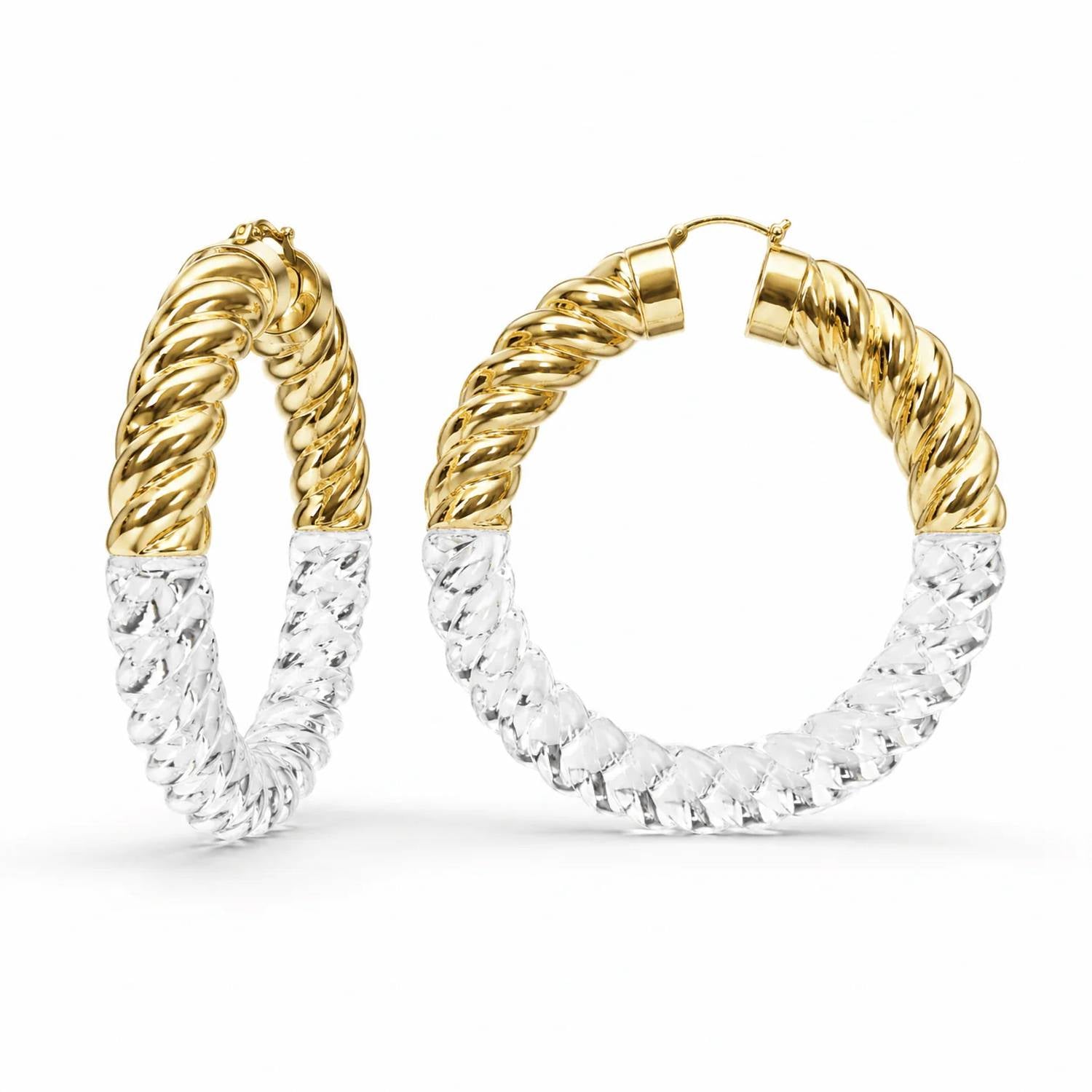 Gold & Honey - Women's Xl Chunky Rope Hoop Earrings