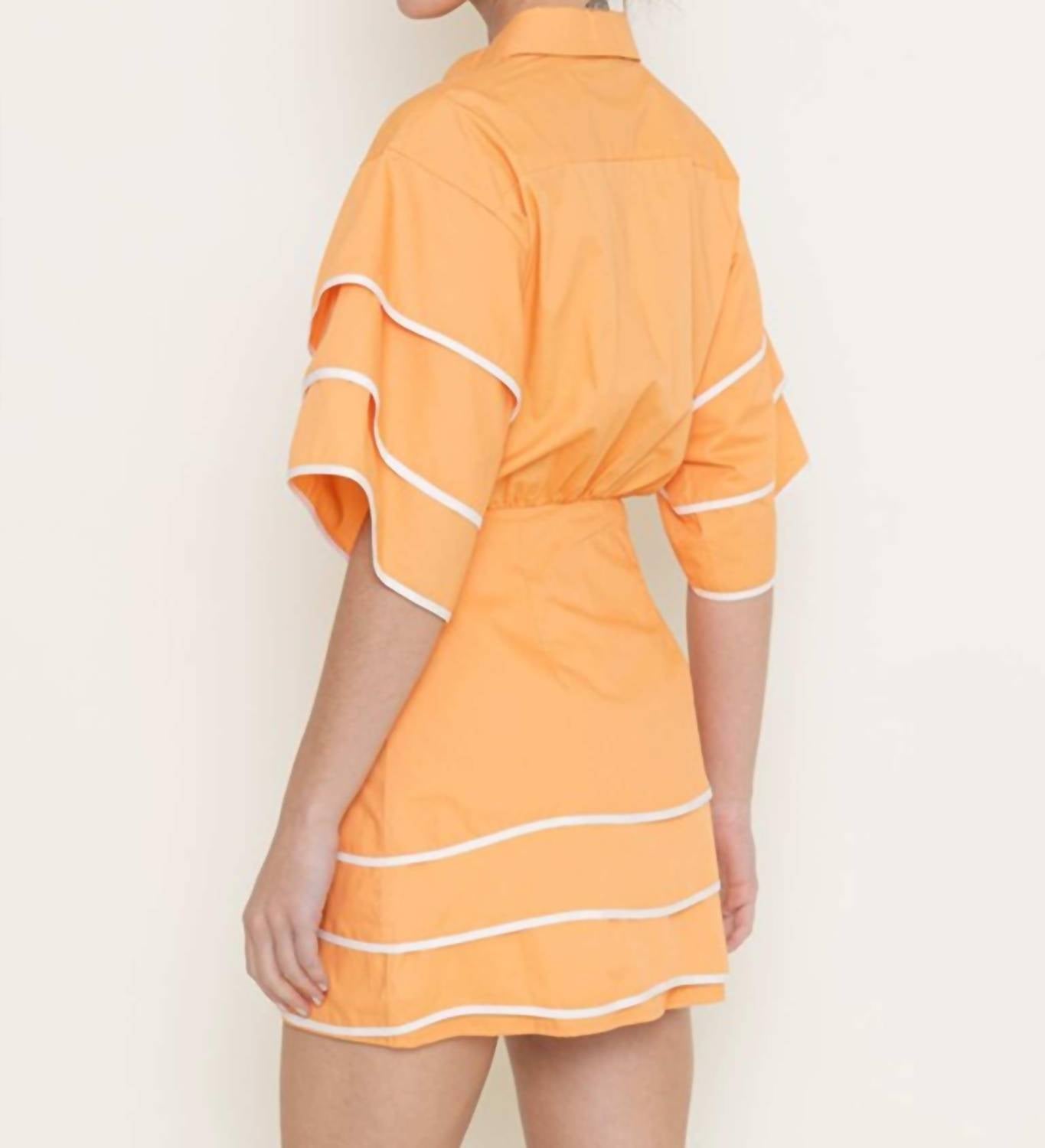 Fore Collection - Contrast Piping Mini Shirt Dress