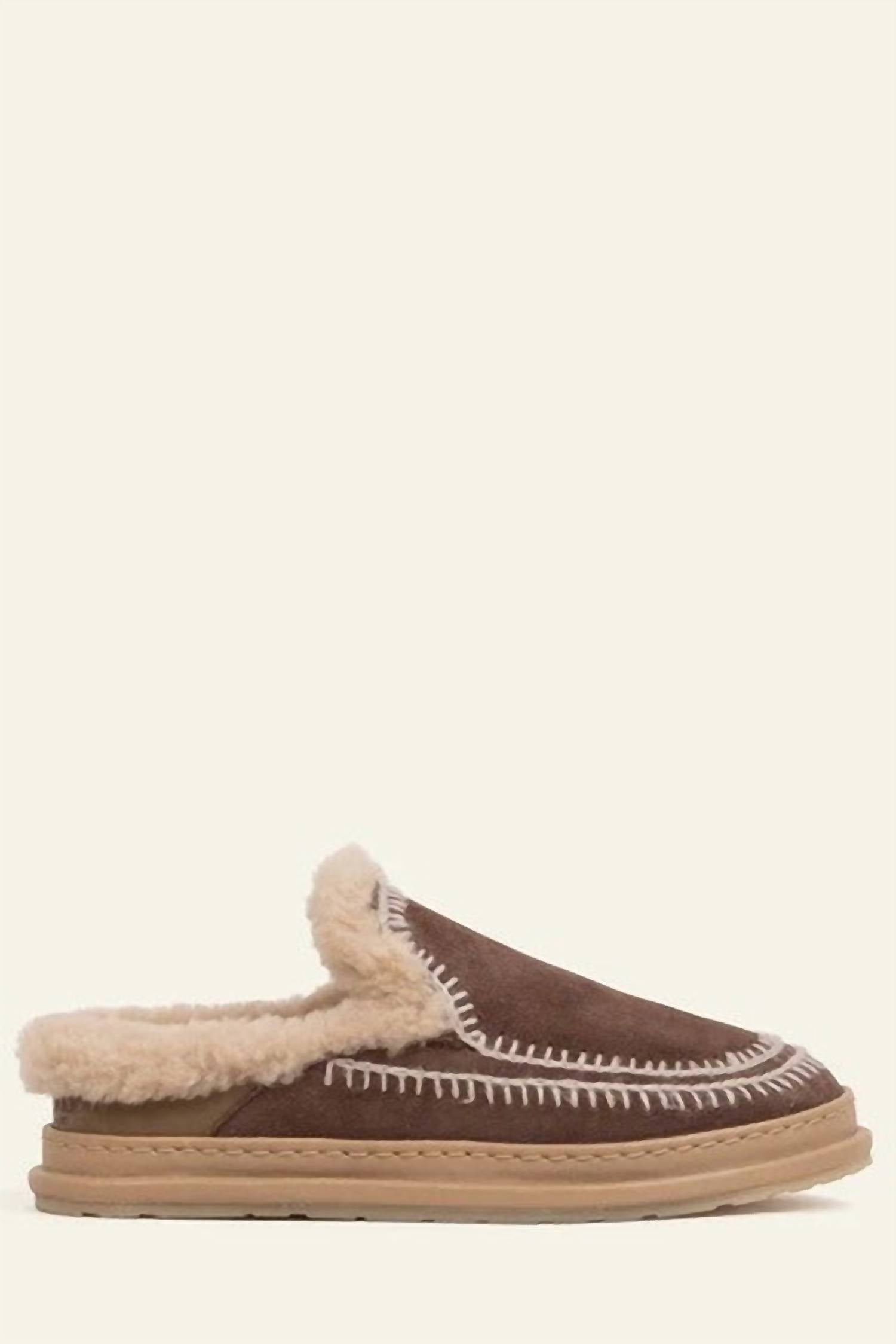 Laidback London Women's Jun Suede Slippers in chocolate brown - women's shoe