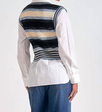 Elan - Kaia Sweater Vest Collar Top Set