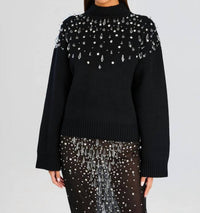 RETROFETE Christa Embellished Sweater in black - women's sweater