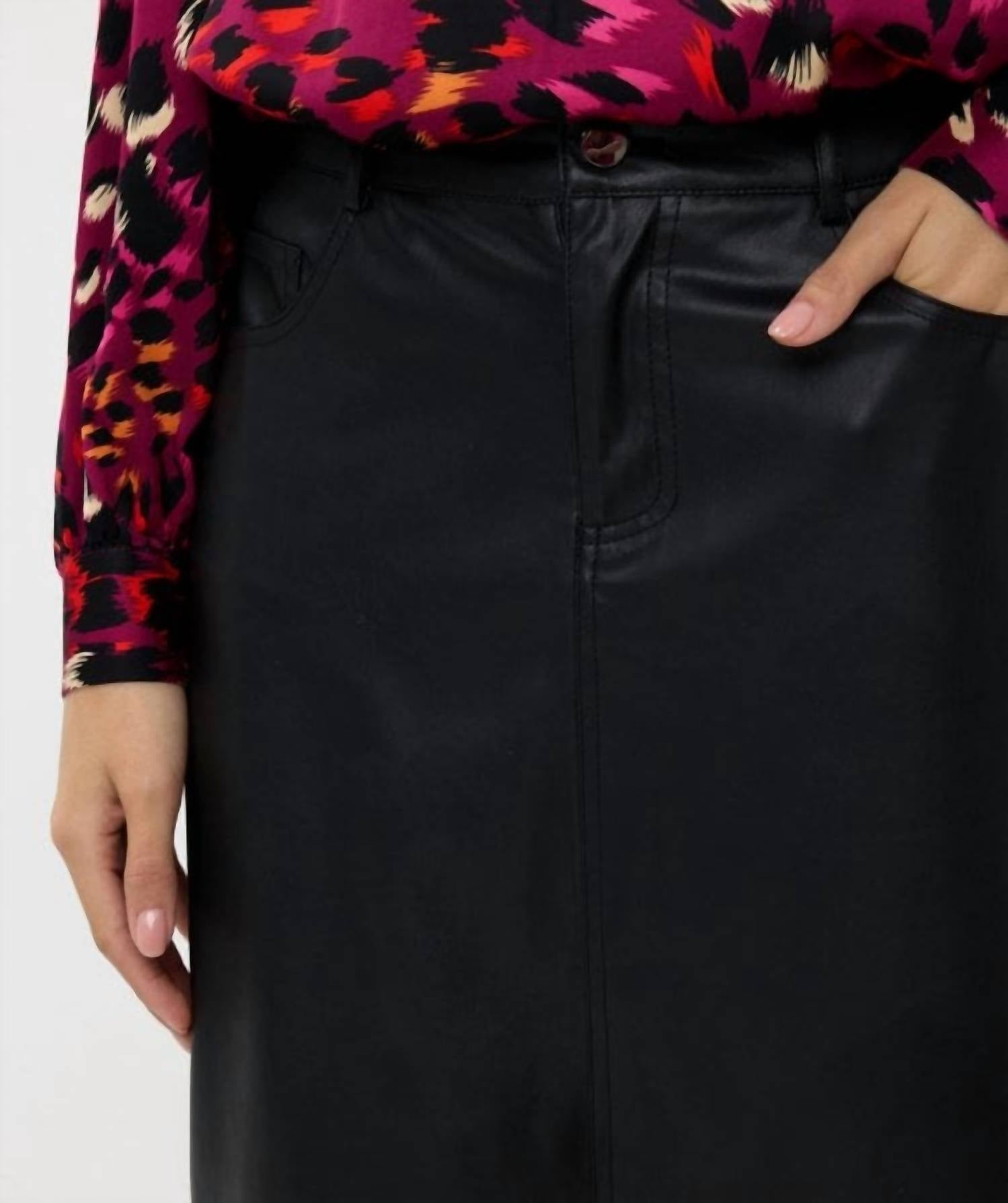Esqualo - Long Vegan Leather Skirt With Slit
