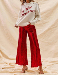 So Me - Sequin Mid Rise Leg Holiday Pants