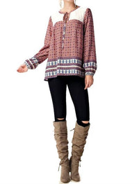 Kori - Border Print Lace Top