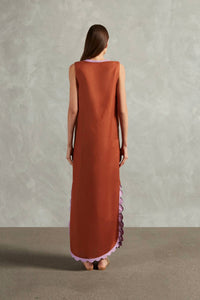 ADRIANA DEGREAS Applique Midi Tunic Dress in cognac lilac - women's dress - detail view