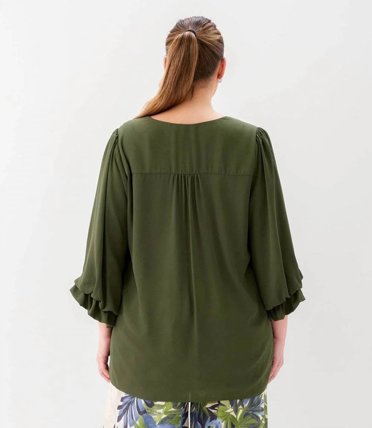 Karen Kane - Layered Sleeve Asymmetric Top - Plus Size