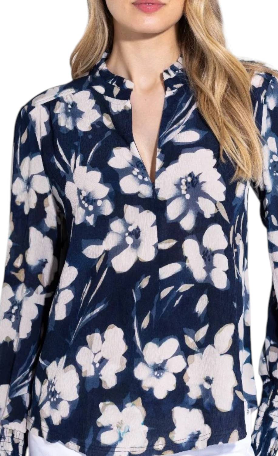 Go by Go Silk Soft Spoken Blouse in fair winds - women's blouse - detail view