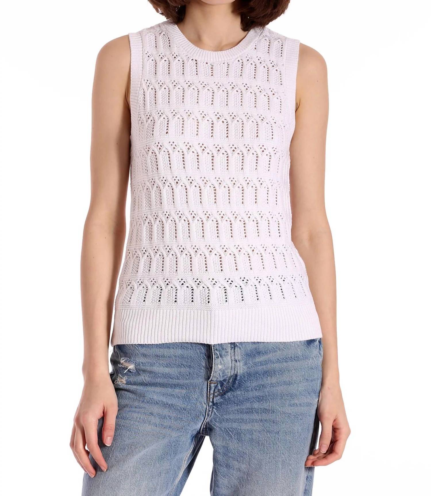Minnie Rose - Pointelle Cotton Cashmere Sleeveless Top