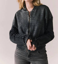 Chaser Fullerton Zip Up Jacket in true black - women's jacket