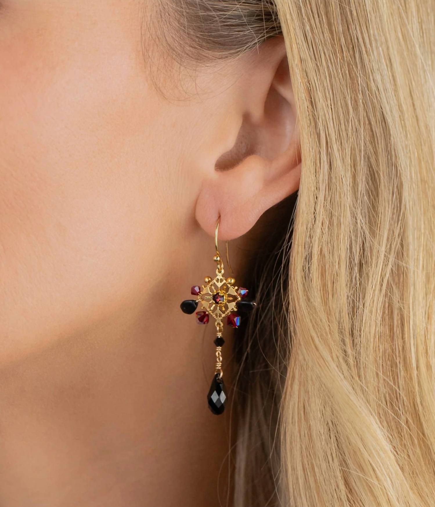 Holly Yashi Women's Valentina Drop Earrings in scarlet - women's jewelry - detail view