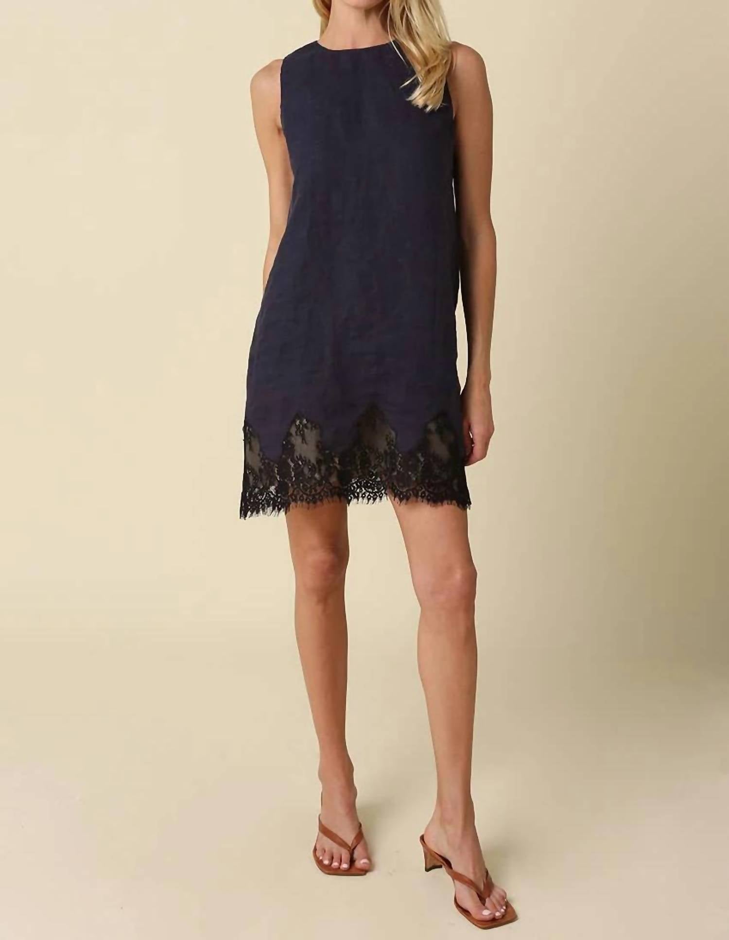 Olivaceous - Joey Lace Linen Mini Dress