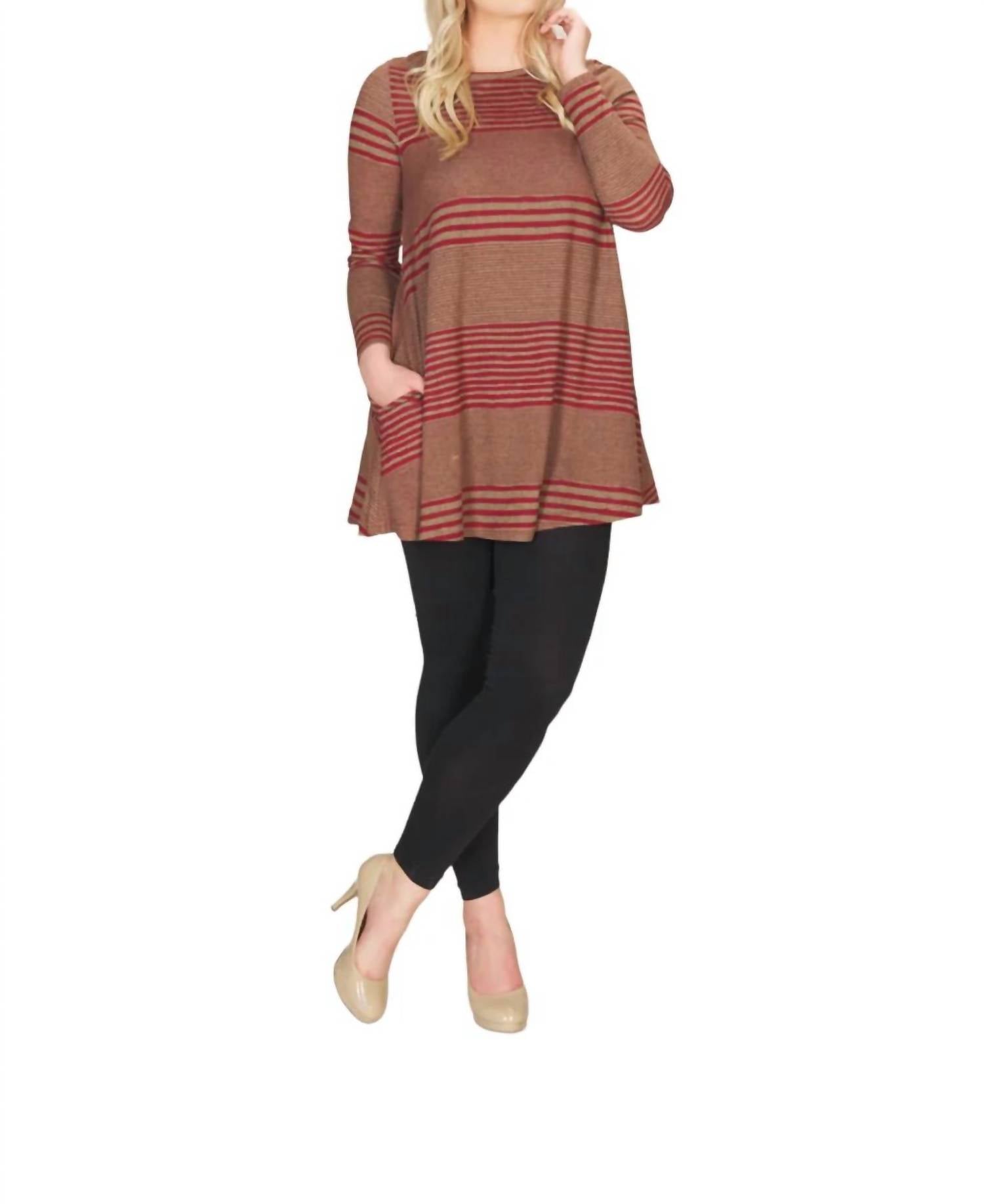 Papillon - Stripe A-line Dress With Pockets
