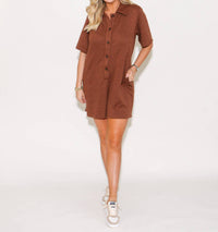 Heyson - Short Sleeve Button Down Romper