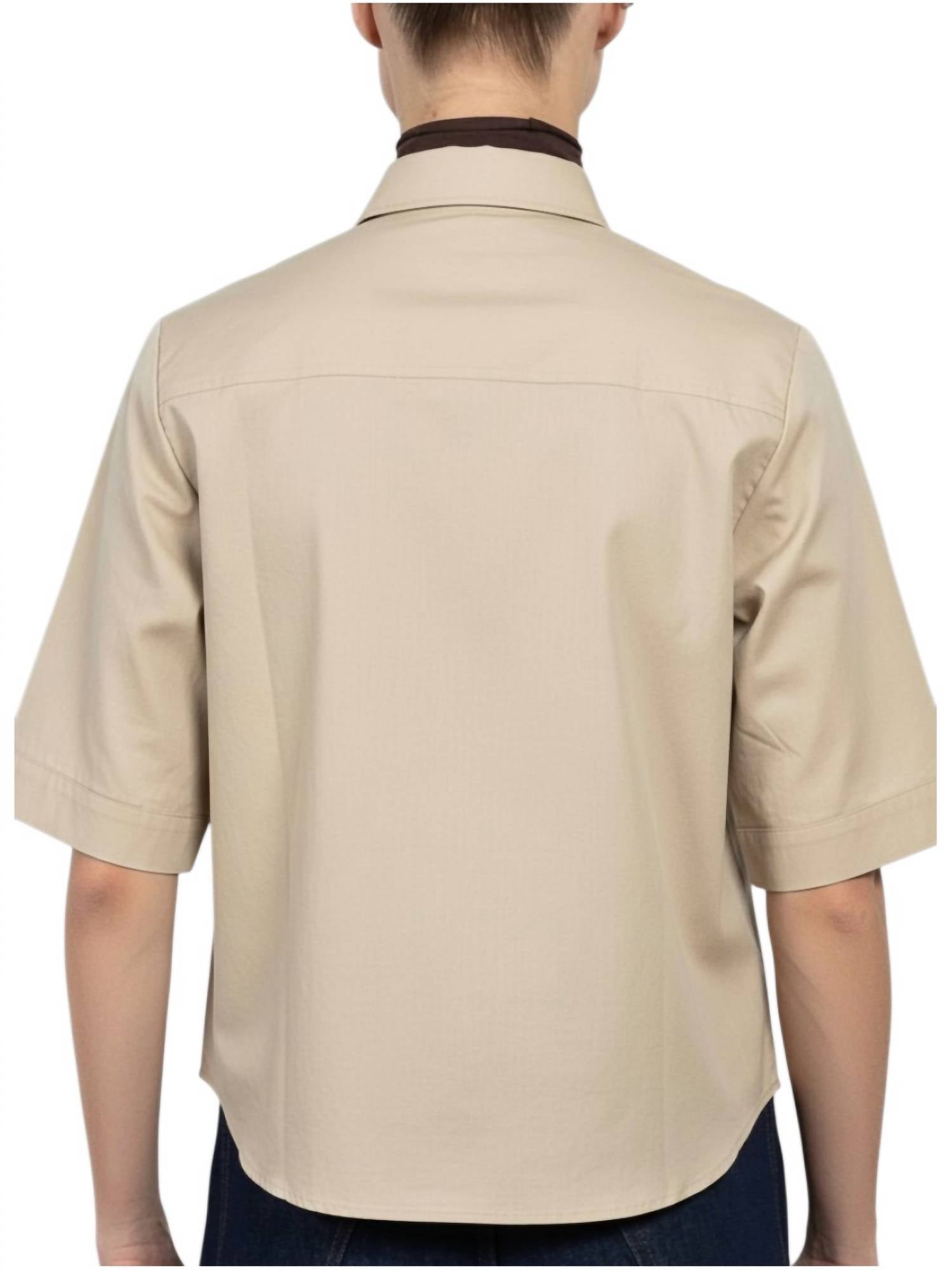 CISSA Safari Short Sleeve Button Down Shirt in beige - women's shirt - alternate view