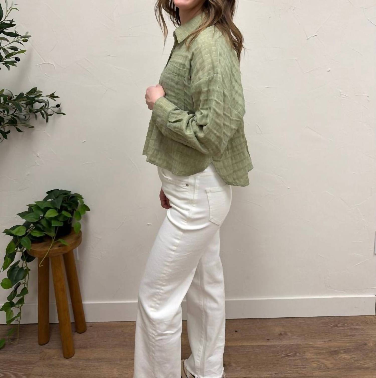 Fun 2 Fun - Drop Shoulder Button Down Shirt