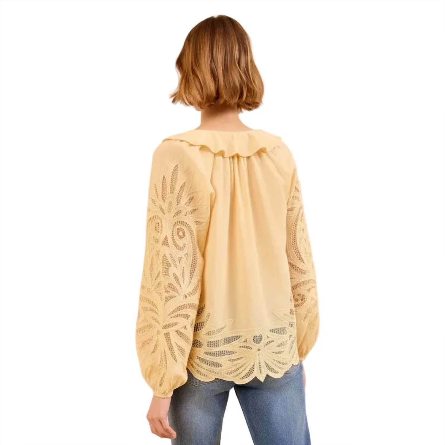 Ulla Johnson - Adonis Long Sleeve Applique Blouse