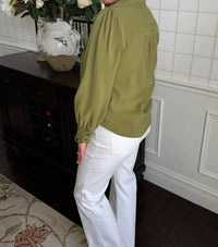 Velvet Heart Anastasia Top in antique moss - women's blouse - detail view