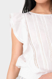 Elan - Ruffle Sleeve Detail Smocked Blouse