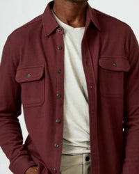 7 For All Mankind Generation Longsleeve Shirt in burgundy - men's shirt - detail view