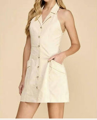 Tcec - Sleeveless Collared Neckline T Back Strap Dress