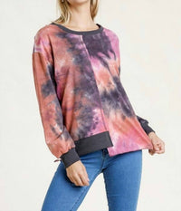 Umgee - Contrast Trim Tie Dye Top
