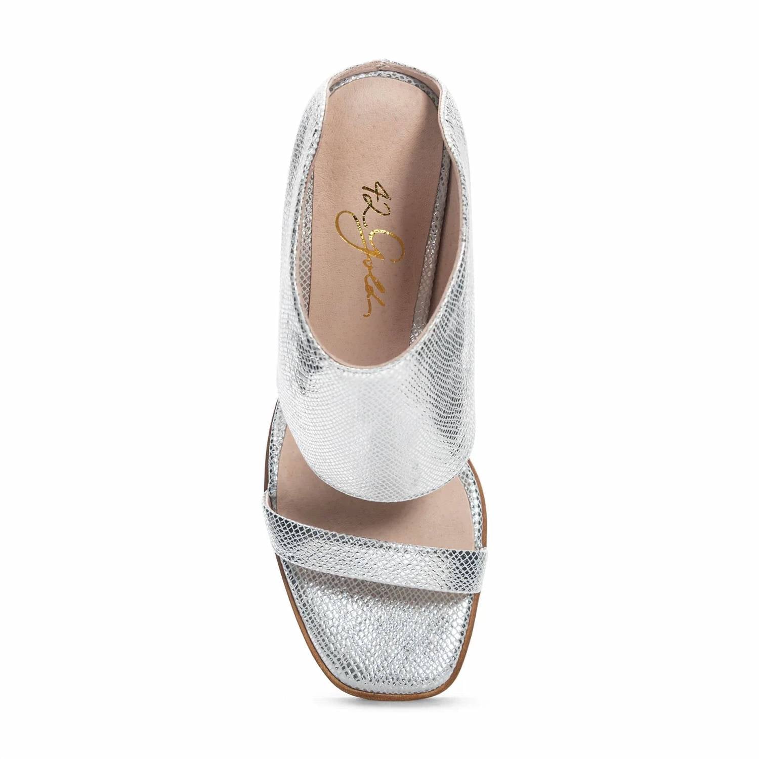 42 Gold - Women's Scaly Metallic Slide With Ankle Cuff