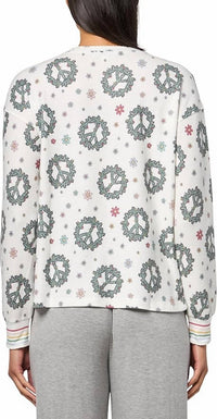 PJ Salvage Joy To The World Long Sleeve Top in ivory - women's long sleeve top - detail view